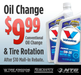 $9.99 Oil Change After $10.00 Mail-In Rebate