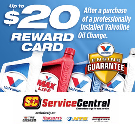Up To A $20 Reward Card After A Professional Valvoline Oil Change